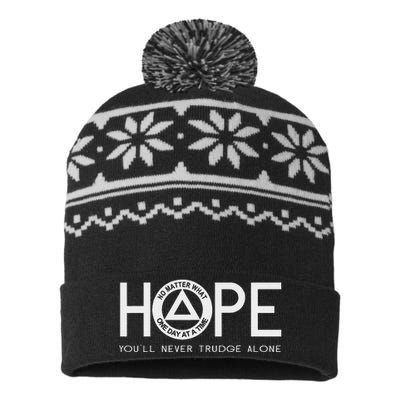 Hope YouLl Never Trudge Alone Sober Aa Na Sayings Gifts USA-Made Snowflake Beanie