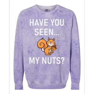 Have You Seen My Nuts Squirrel Pun Funny Jokes Family Colorblast Crewneck Sweatshirt