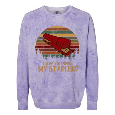 Have You Seen My Stapler? Office Space Quote Vintage Colorblast Crewneck Sweatshirt