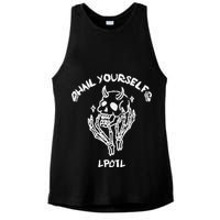 Hail Yourself Skull Skeleton Grave Last Podcast On Left Ladies PosiCharge Tri-Blend Wicking Tank