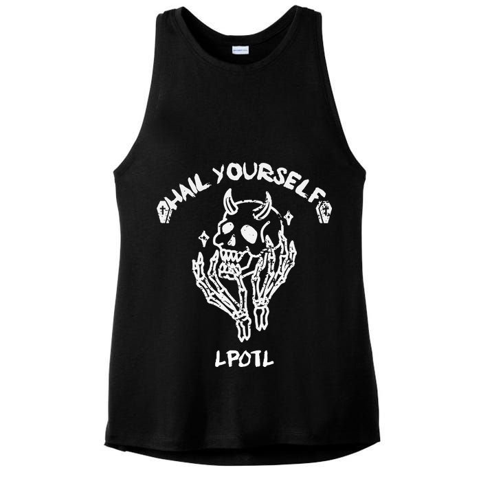 Hail Yourself Skull Skeleton Grave Last Podcast On Left Ladies PosiCharge Tri-Blend Wicking Tank