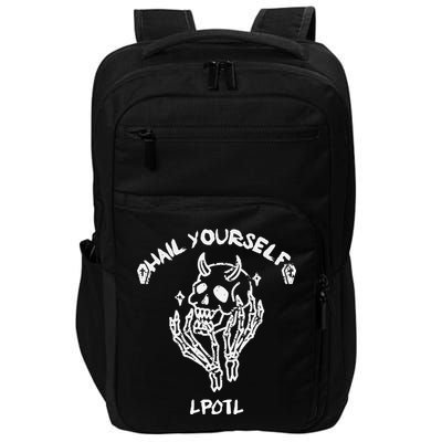 Hail Yourself Skull Skeleton Grave Last Podcast On Left Impact Tech Backpack