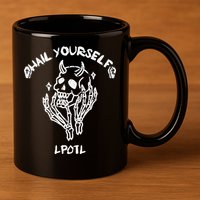 Hail Yourself Skull Skeleton Grave Last Podcast On Left 11oz C Handle Ceramic Mug