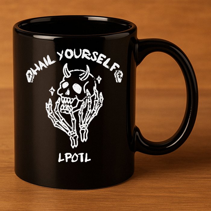 Hail Yourself Skull Skeleton Grave Last Podcast On Left 11oz C Handle Ceramic Mug