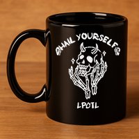 Hail Yourself Skull Skeleton Grave Last Podcast On Left 11oz C Handle Ceramic Mug