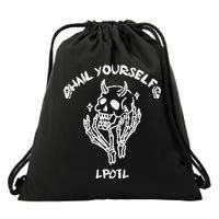 Hail Yourself Skull Skeleton Grave Last Podcast On Left Drawstring Bag