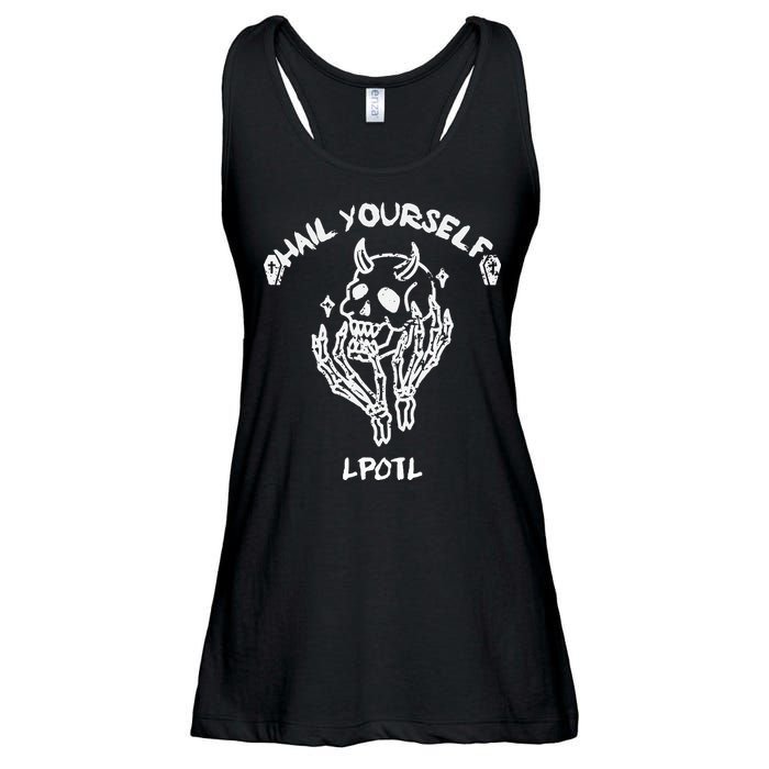 Hail Yourself Skull Skeleton Grave Last Podcast On Left Ladies Essential Flowy Tank