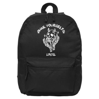 Hail Yourself Skull Skeleton Grave Last Podcast On Left 16 in Basic Backpack