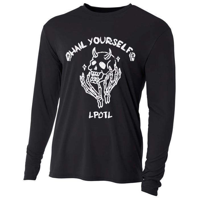 Hail Yourself Skull Skeleton Grave Last Podcast On Left Cooling Performance Long Sleeve Crew