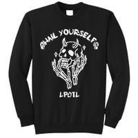Hail Yourself Skull Skeleton Grave Last Podcast On Left Tall Sweatshirt