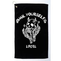 Hail Yourself Skull Skeleton Grave Last Podcast On Left Golf Towel