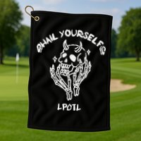 Hail Yourself Skull Skeleton Grave Last Podcast On Left Golf Towel
