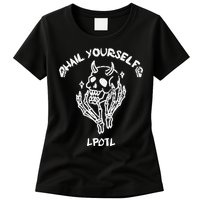 Hail Yourself Skull Skeleton Grave Last Podcast On Left Womens T-Shirt