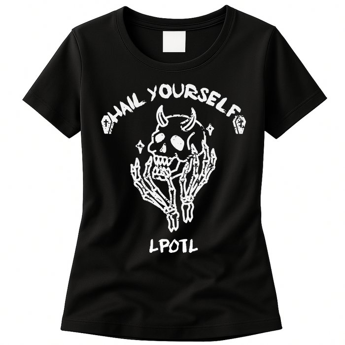 Hail Yourself Skull Skeleton Grave Last Podcast On Left Womens T-Shirt