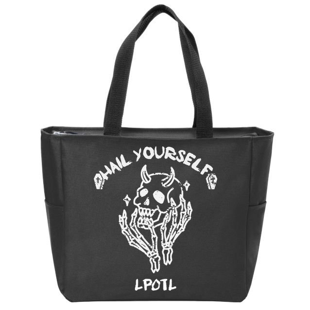 Hail Yourself Skull Skeleton Grave Last Podcast On Left Zip Tote Bag