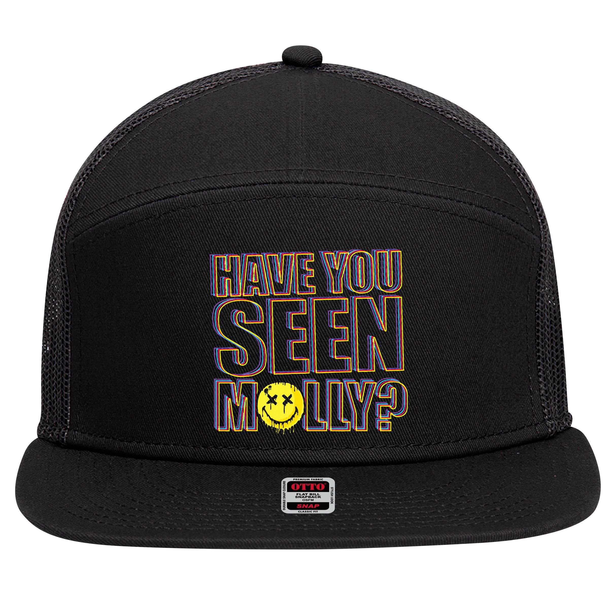 Have You Seen Molly Ecstasy Psychedelic Drug 7 Panel Mesh Trucker Snapback Hat