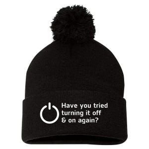 HAVE YOU TRIED TURNING IT OFF AND ON AGAIN? FUNNY Pom Pom 12in Knit Beanie