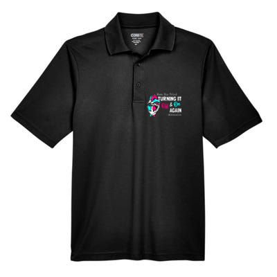 Have You Tried Turning It Off And On Again Heart Adenosines Gift Men's Origin Performance Pique Polo