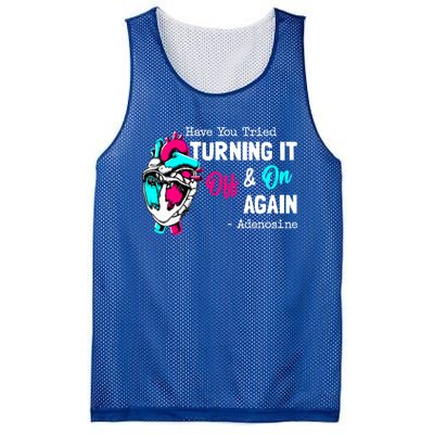 Have You Tried Turning It Off And On Again Heart Adenosines Gift Mesh Reversible Basketball Jersey Tank