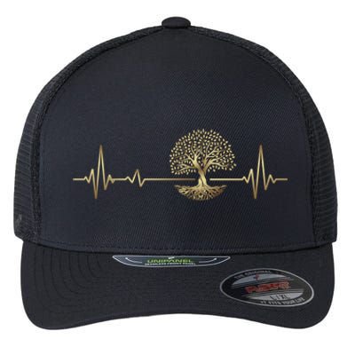 Heartbeat Yggdrasil Tree Of Life Viking Runes Gift Flexfit Unipanel Trucker Cap