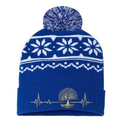 Heartbeat Yggdrasil Tree Of Life Viking Runes Gift USA-Made Snowflake Beanie