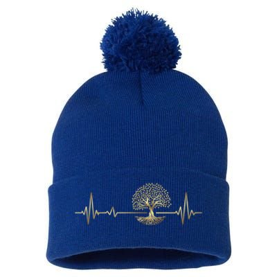 Heartbeat Yggdrasil Tree Of Life Viking Runes Gift Pom Pom 12in Knit Beanie