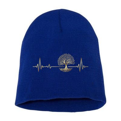 Heartbeat Yggdrasil Tree Of Life Viking Runes Gift Short Acrylic Beanie