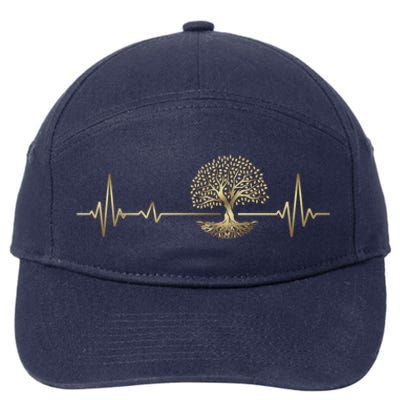 Heartbeat Yggdrasil Tree Of Life Viking Runes Gift 7-Panel Snapback Hat