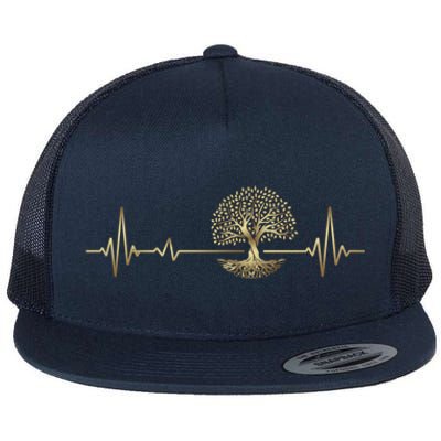 Heartbeat Yggdrasil Tree Of Life Viking Runes Gift Flat Bill Trucker Hat