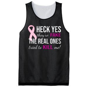 Heck Yes They're Fake The Real Ones Tried To Scare Me! Mesh Reversible Basketball Jersey Tank