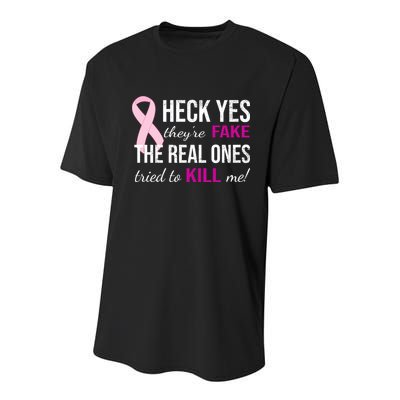 Heck Yes They're Fake The Real Ones Tried To Scare Me! Youth Performance Sprint T-Shirt