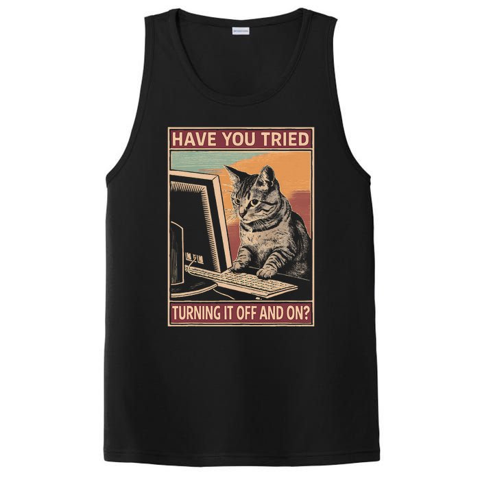 Have You Tried Turning It Off And On Tech Support Humor Cat PosiCharge Competitor Tank