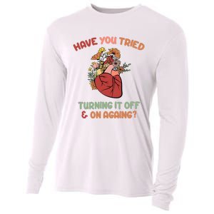 Have You Tried Turning It Off And On Againing School Counselor Cooling Performance Long Sleeve Crew