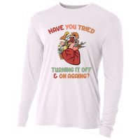 Have You Tried Turning It Off And On Againing School Counselor Cooling Performance Long Sleeve Crew