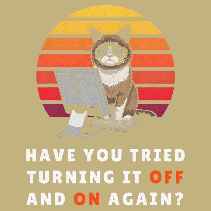Have You Tried Turning It Off And On Again Tech-Support Cat Mousepad