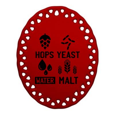 Hops Yeast Water Malt Beer Gift Ceramic Oval Ornament