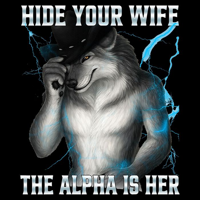 Hide Your Wife The Alpha Is Here Funny Werewolf Meme Sustainable Bucket Hat