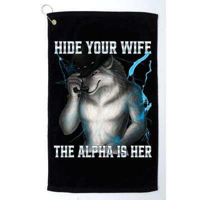 Hide Your Wife The Alpha Is Here Funny Werewolf Meme Golf Towel