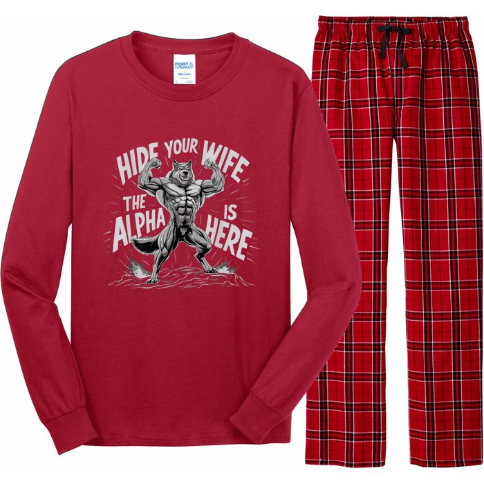 Hide Your Wife The Alpha Is Here Long Sleeve Pajama Set