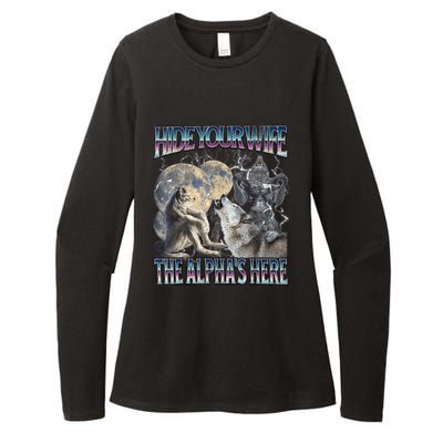 Hide Your Wife The Alpha Is Here Womens CVC Long Sleeve Shirt