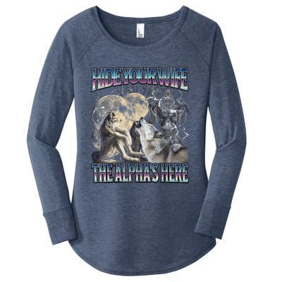 Hide Your Wife The Alpha Is Here Women's Perfect Tri Tunic Long Sleeve Shirt