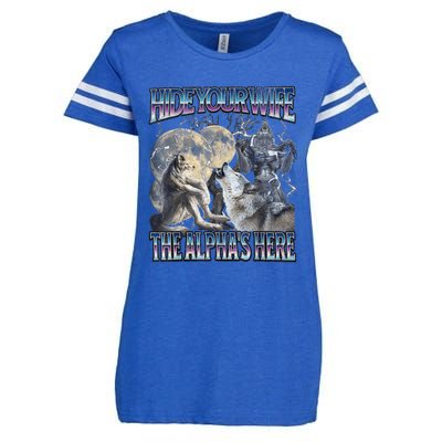 Hide Your Wife The Alpha Is Here Enza Ladies Jersey Football T-Shirt