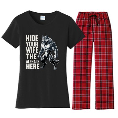 Hide Your Wife The Alpha Is Here Women's Flannel Pajama Set