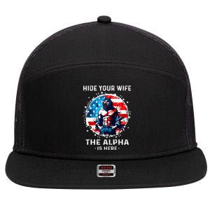 Hide Your Wife The AlphaS Here Usa Meme Werewolf Meme 7 Panel Mesh Trucker Snapback Hat