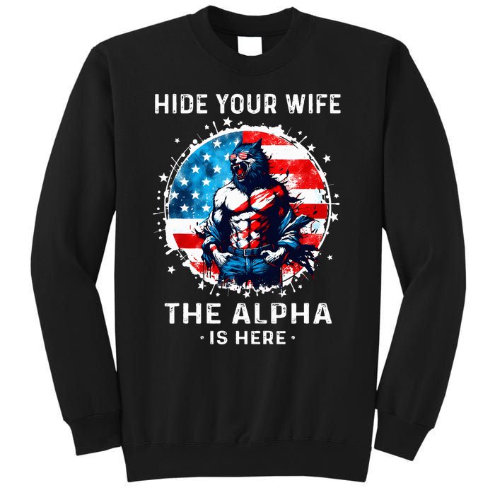 Hide Your Wife The AlphaS Here Usa Meme Werewolf Meme Sweatshirt