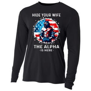 Hide Your Wife The AlphaS Here Usa Meme Werewolf Meme Cooling Performance Long Sleeve Crew