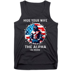 Hide Your Wife The AlphaS Here Usa Meme Werewolf Meme Tank Top