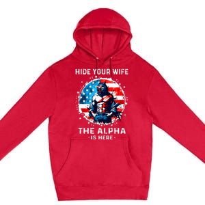 Hide Your Wife The AlphaS Here Usa Meme Werewolf Meme Premium Pullover Hoodie