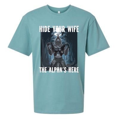 Hide Your Wife The Alphas Here Meme Sueded Cloud Jersey T-Shirt