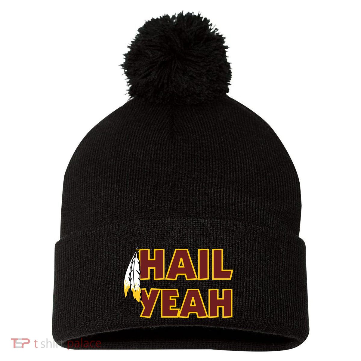 Hail Yeah With Feathers Washington Football Fan Pom Pom 12in Knit Beanie